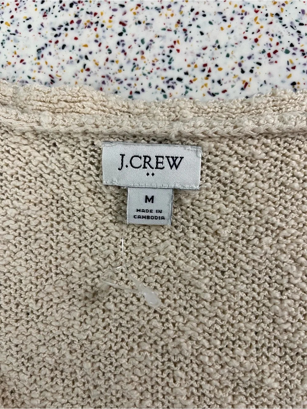 J. Crew V-Neck Textured Beach Sweater Cream Preppy Coastal Scandi Women’s Size M